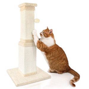 Cat Scratching Post – 32-Inch Sisal Post for Large Indoor Cats – Beige